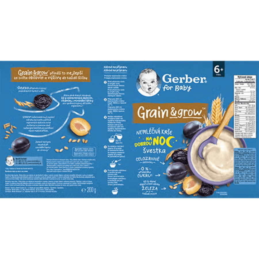 GERBER nemléčná kaše pšenično-ovesná švestka 200 g