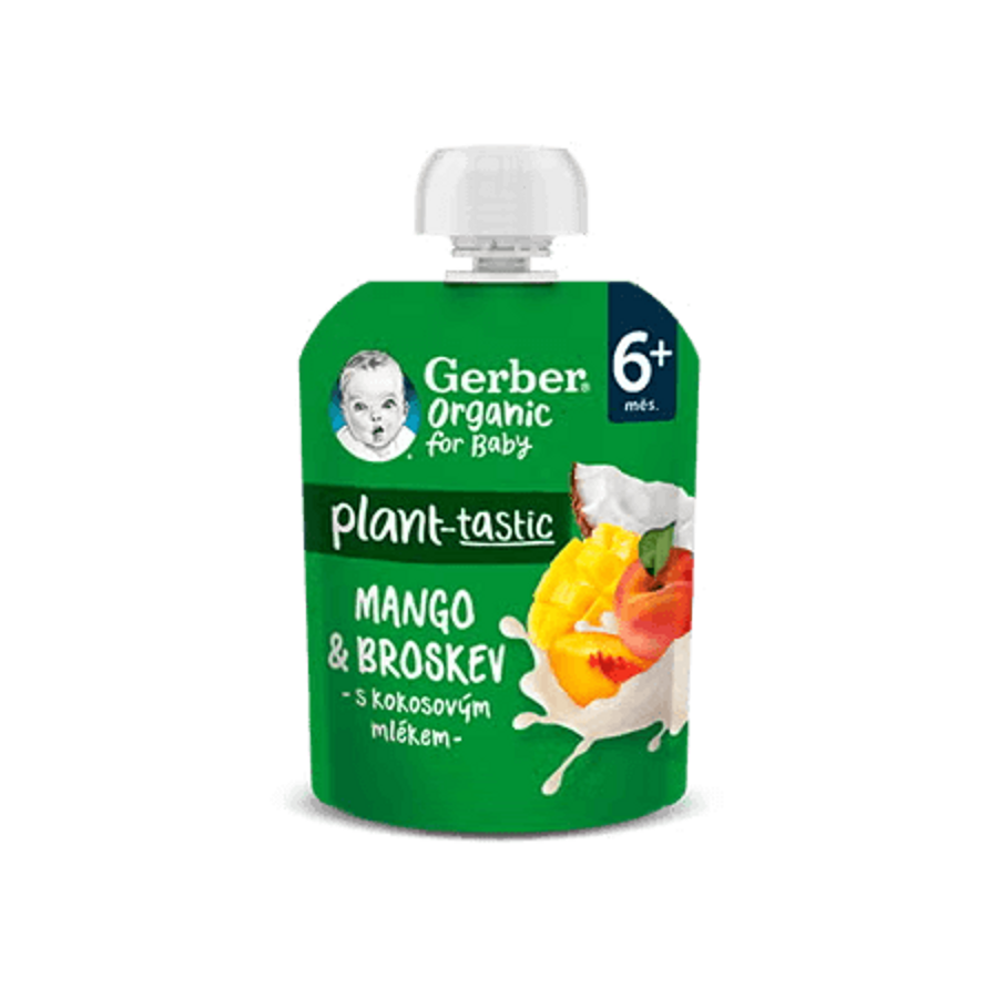 GERBER Organic ovocná kapsička mango a broskev s kokosovým mlékem 80 g