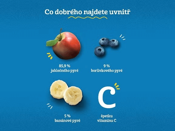 GERBER Natural kapsička jablko, borůvka a banán GERBER Natural kapsička jablko, borůvka a banán