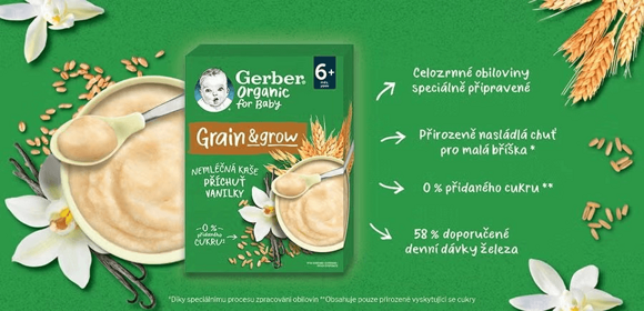 GERBER Organic nemléčná kaše s příchutí vanilky 200 g