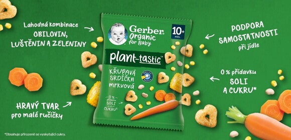 GERBER Organic křupavá srdíčka s mrkví 28 g GERBER Organic křupavá srdíčka s mrkví 28 g
