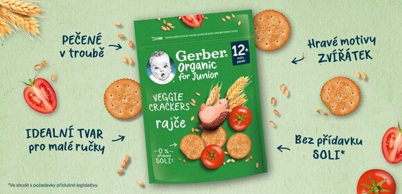 GERBER Organic krekry s rajčaty 100 g GERBER Organic krekry s rajčaty 100 g