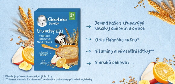 GERBER Junior nemléčná kaše ovocná - benefity GERBER Junior nemléčná kaše ovocná - benefity