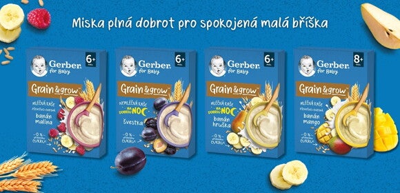 GERBER kaše - Miska plná dobrot pro spokojená malá bříška GERBER kaše - Miska plná dobrot pro spokojená malá bříška