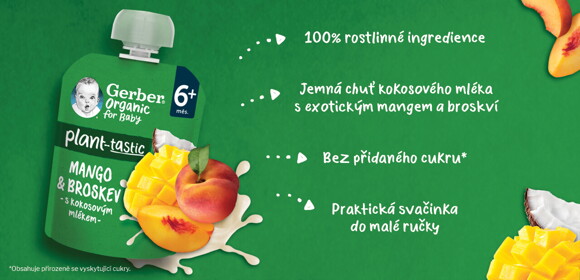 GERBER Organic kapsička mango a broskev benefity GERBER Organic kapsička mango a broskev benefity