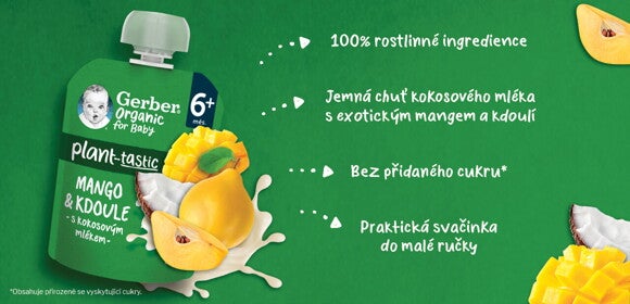 GERBER Organic kapsička mango a kdoule s kokosovým mlékem GERBER Organic kapsička mango a kdoule s kokosovým mlékem