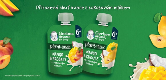 GERBER Organic Plant-tastic ovocné kapsičky s kokosovým mlékem