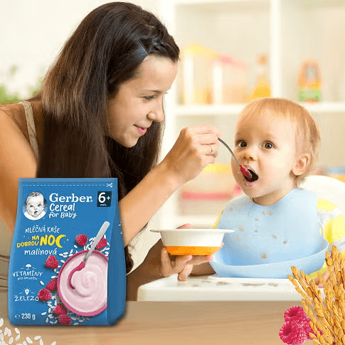 Benefity kaše GERBER Cereal malinové na dobrou noc