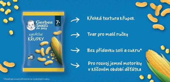 GERBER Snacks kukuřičné křupky 28 g_benefity