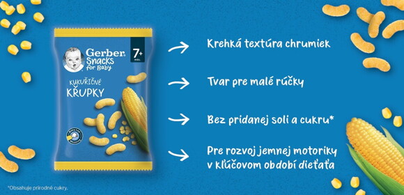 GERBER Snacks kukuričné chrumky 28 g_benefity