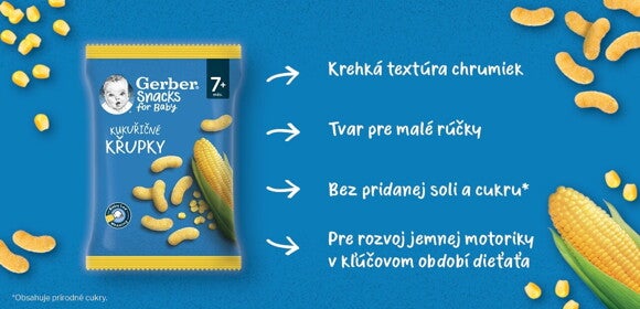 GERBER Snacks kukuričné chrumky 28 g_benefity GERBER Snacks kukuričné chrumky 28 g_benefity
