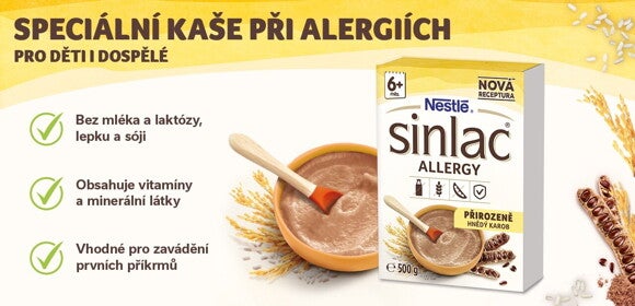 NESTLÉ Nemléčná kaše Sinlac Allergy 500 g NESTLÉ Nemléčná kaše Sinlac Allergy 500 g