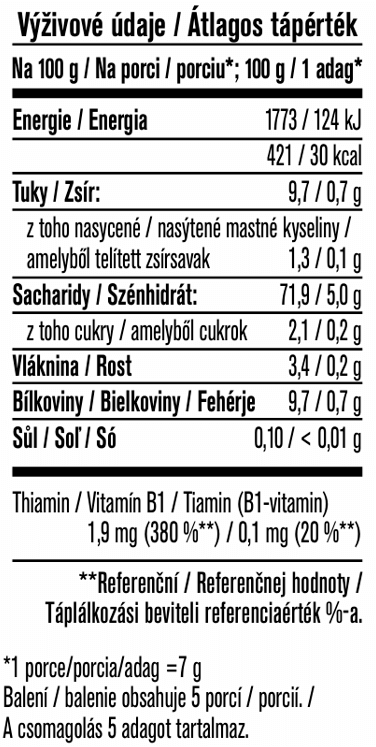 GERBER Organic křupky mrkev - nutriční informace