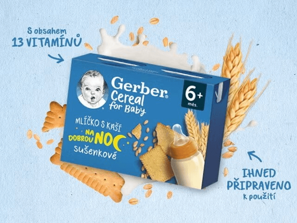 GERBER Cereal mlíčko s kaší sušenkové 2x200 ml