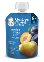 GERBER Natural kapsička hruška a švestka 90 g