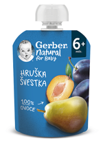 GERBER Natural kapsička hruška a švestka 90 g