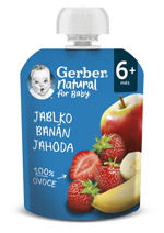 GERBER Natural kapsička jablko, banán a jahoda_T1 hero