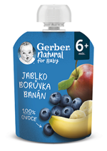 GERBER Natural kapsička jablko, borůvka a banán